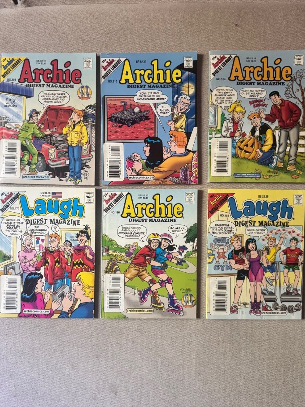 Lot of 6 Archie Comics + Laugh Digest - Vintage (172, 182, 184, 188, 190, 210)